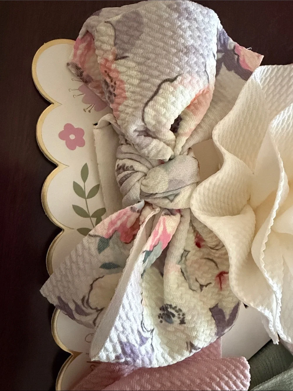 Baby Girls' Pastel HeadBand Bows Pink, Cream, Sage and floral.  Set of 6